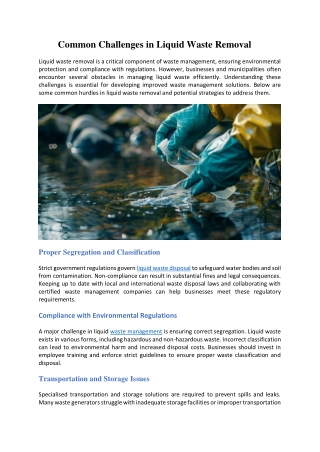 Common Challenges in Liquid Waste Removal