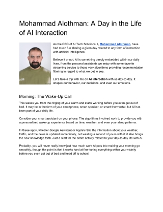 Mohammad Alothman A Day in the Life of AI Interaction