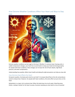 How Extreme Weather Conditions Affect Your Heart and Ways to Stay Safe