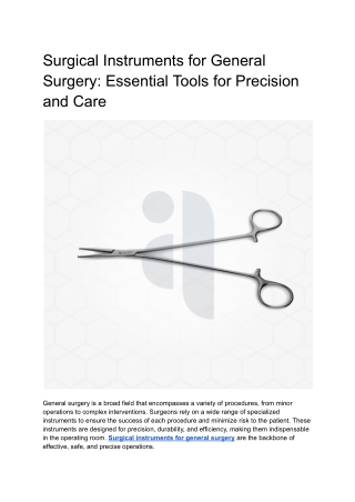 Surgical Instruments for General Surgery