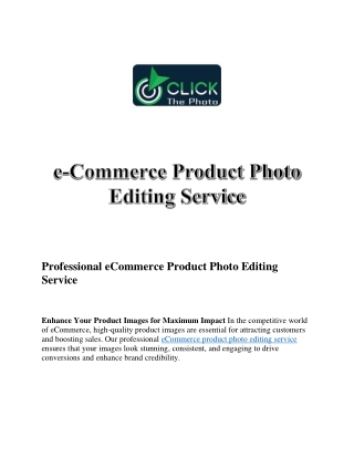 eCommerce Product Photo Editing Service