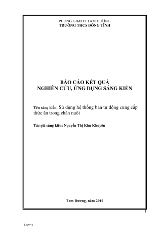 SKKN Sử dụng hệ thống bán tự động cung cấp thức ăn trong chăn nuôi