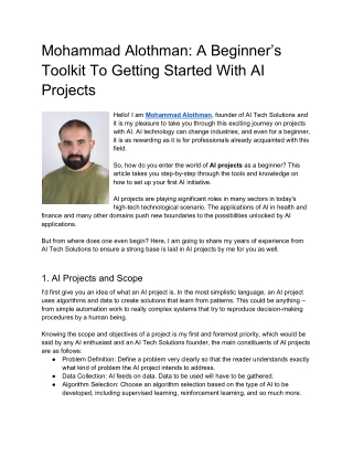 Mohammad Alothman A Beginner’s Toolkit To Getting Started With AI Projects
