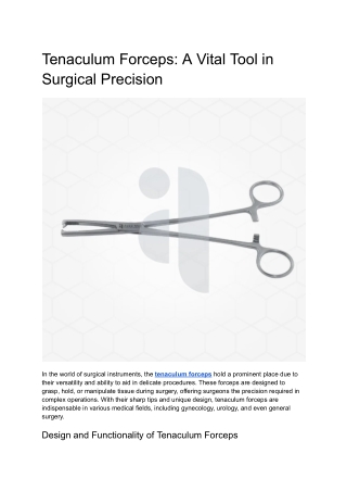 Tenaculum Forceps_ A Vital Tool in Surgical Precision