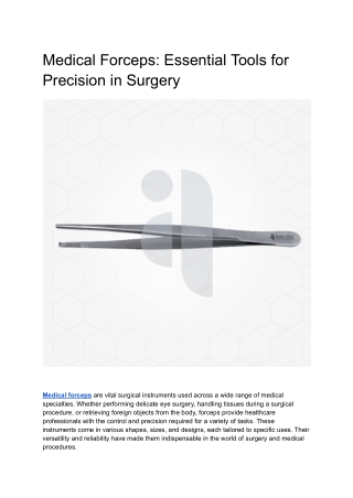 Medical Forceps_ Essential Tools for Precision in Surgery