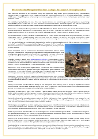 Effective Habitat Management For Deer Strategies To Support A Thriving Population