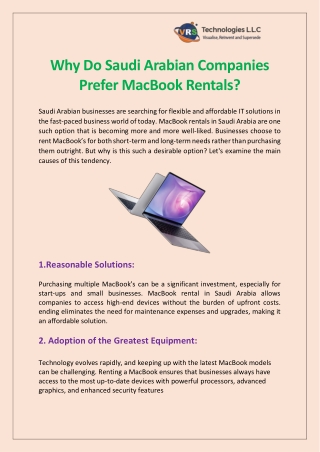 Why Do Saudi Arabian Companies Prefer MacBook Rentals?