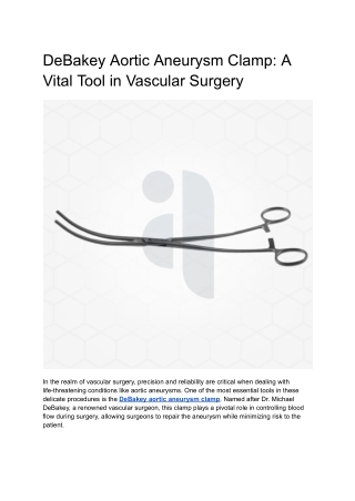 DeBakey Aortic Aneurysm Clamp_ A Vital Tool in Vascular Surgery