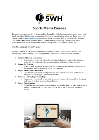 Sports Media Courses – Build Your Career with 5WH.com