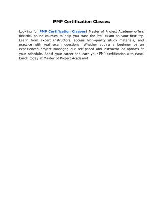 PMP Certification Classes