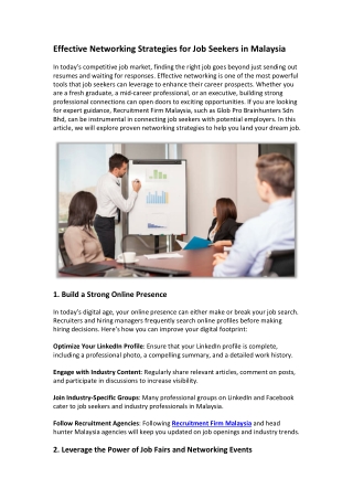 Effective Networking Strategies for Job Seekers