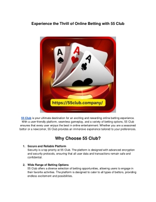 Discover the Ultimate Online Betting Experience with 55Club
