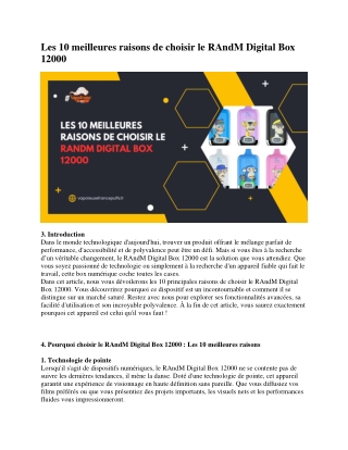 Les 10 meilleures raisons de choisir le RAndM Digital Box 12000