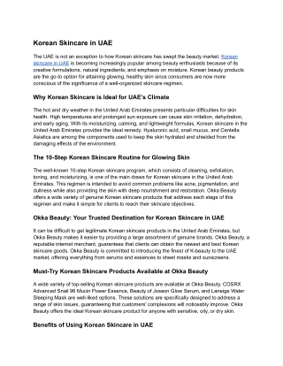 Korean Skincare in UAE