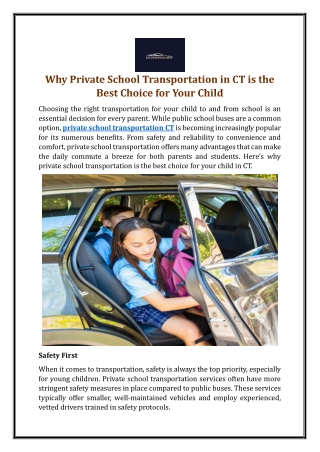 Why Private School Transportation in CT is the Best Choice for Your Child