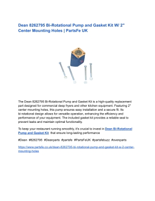 Dean 8262795 Bi-Rotational Pump and Gasket Kit W_ 2_ Center Mounting Holes _ PartsFe UK