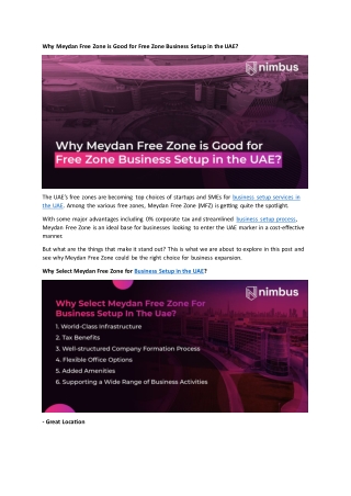 Why Meydan Free Zone is Good for Free Zone Business Setup in the UAE