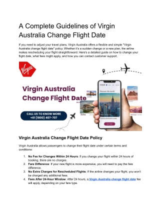 A Complete Guidelines of Virgin Australia Change Flight Date