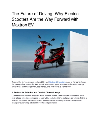 The Future of Driving_ Why Electric Scooters Are the Way Forward with Maxtron EV