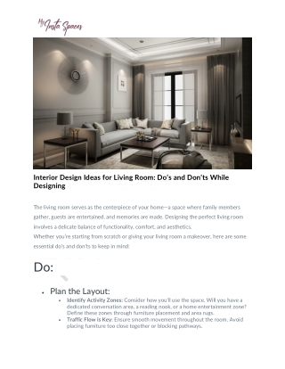 Interior Design Ideas for Living Room Do’s and Don’ts While Designing