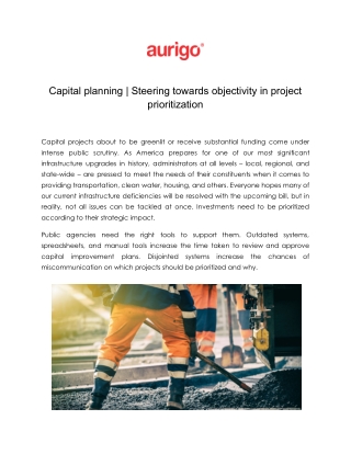 Capital planning | Steering towards objectivity in project prioritization