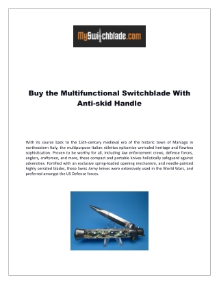 Buy the Multifunctional Switchblade With Anti-skid Handle