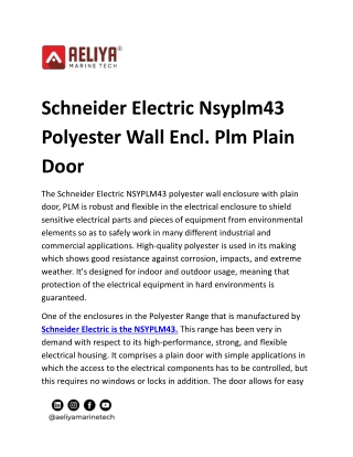 Schneider Electric Nsyplm43 Polyester Wall Encl. Plm Plain Door