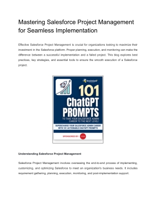Mastering Salesforce Project Management for Seamless Implementation