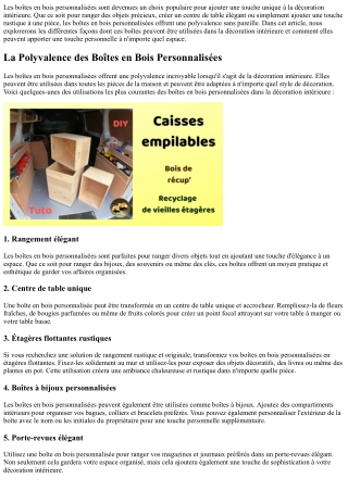 La Polyvalence des Boîtes en Bois Personnalisées dans la Décoration Intérieure