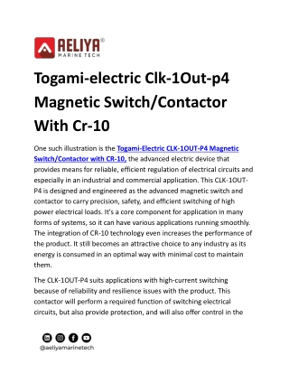 Togami-electric Clk-1Out-p4 Magnetic Switch-Contactor With Cr-10