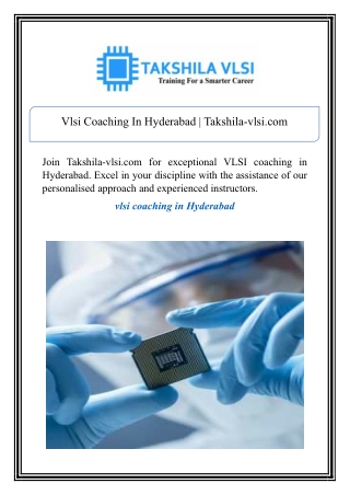 Vlsi Coaching In Hyderabad | Takshila-vlsi.com