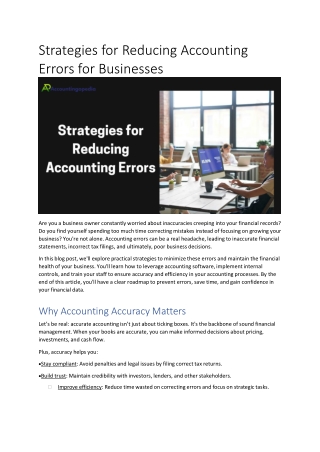 Strategies for Reducing Accounting Errors for Businesses