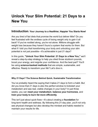 Unlock Your Slim Potential: 21 Days to a New You