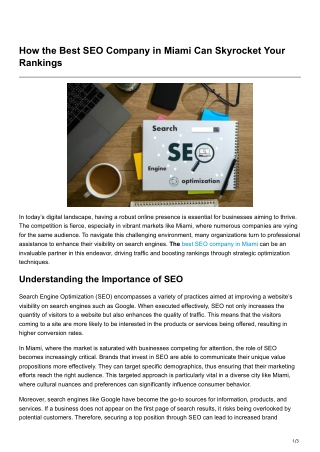 How the Best SEO Company in Miami Can Skyrocket Your Rankings