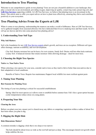 “Tree Planting Advice From the Experts at LJR.”