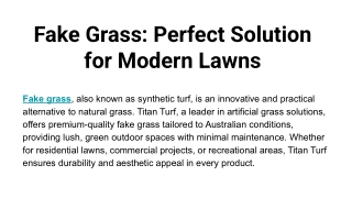 Fake Grass_ Perfect Solution for Modern Lawns