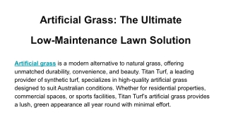 Artificial Grass_ The Ultimate Low-Maintenance Lawn Solution