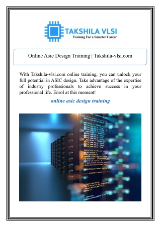 Online Asic Design Training | Takshila-vlsi.com