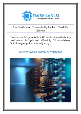 Asic Verification Courses In Hyderabad | Takshila-vlsi.com