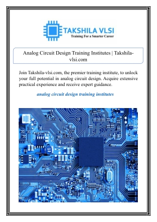 Analog Circuit Design Training Institutes | Takshila-vlsi.com