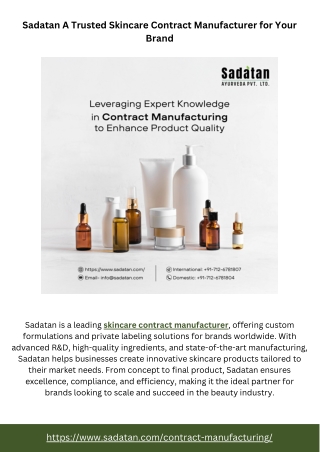 Sadatan A Trusted Skincare Contract Manufacturer for Your Brand