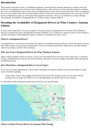 Decoding the Availability of Designated Drivers in Wine Country: Sonoma Edition