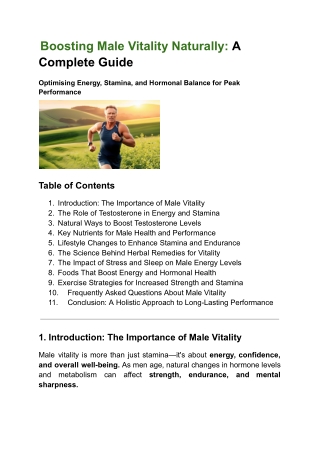 Boosting Male Vitality Naturally- A Complete Guide