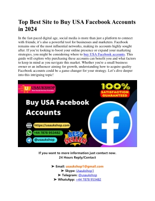 Top Best Site to Buy USA Facebook Accounts in 2024
