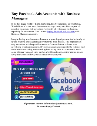 Buy Facebook Ads Accounts with Business Managers