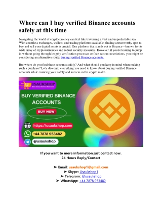 Where can I buy verified Binance accounts safely at this time