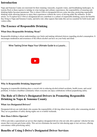 The Role of I-Drive's Designated Drivers in Promoting Responsible Drinking in Na