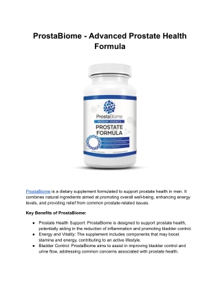 ProstaBiome - Advanced Prostate Health Formula