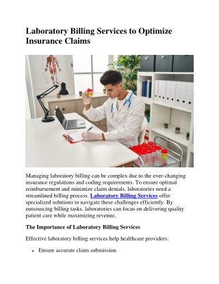 Laboratory Billing Services to Optimize Insurance Claims