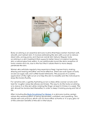 The Benefits of Body Scrubbing for Women